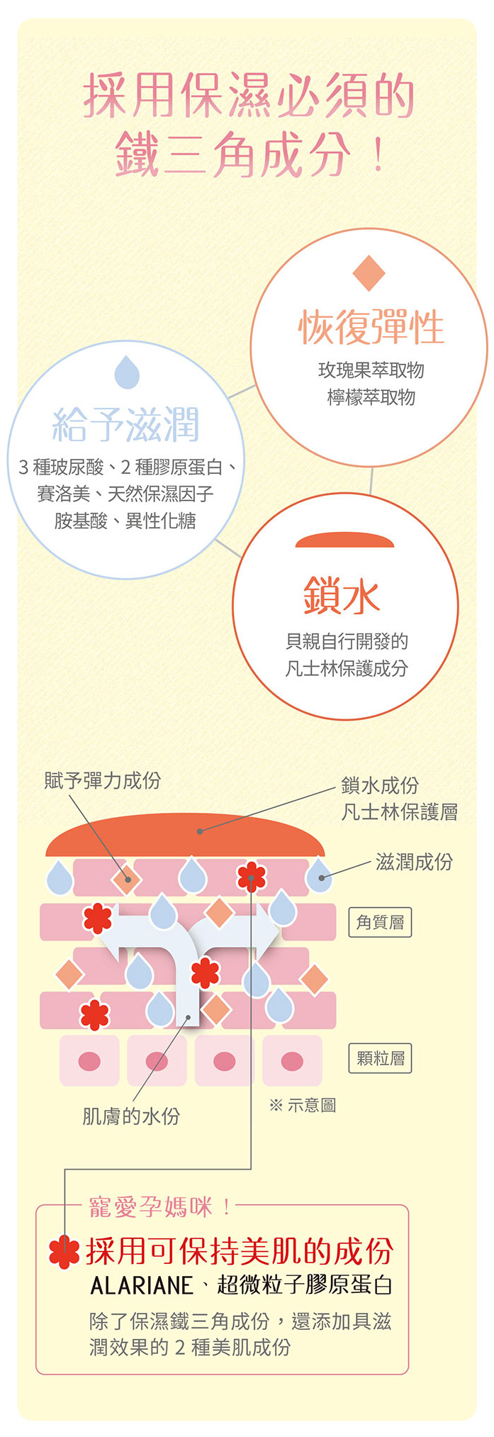 採用保濕必須的鐵三角成份!